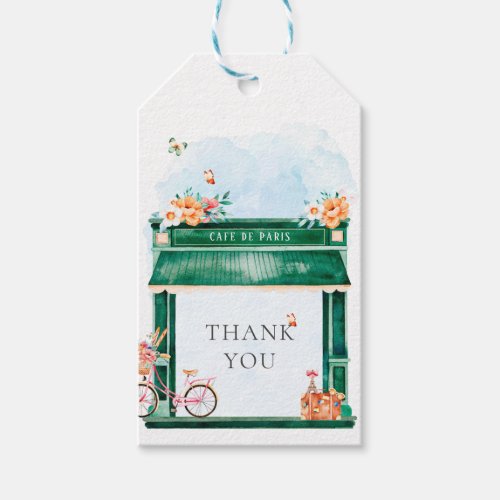 Paris Cafe Boulangerie Watercolor Thank You Gift Tags