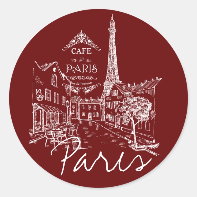 Paris cafe  classic round sticker (Front)