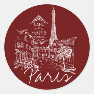 Paris cafe classic round sticker