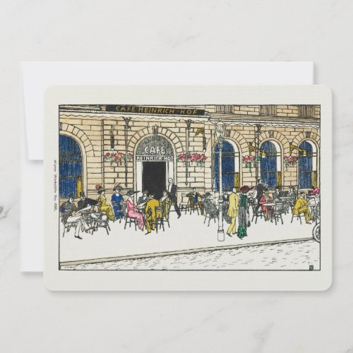 Paris Cafe Postcard Linen Note Card Stationary 5x7