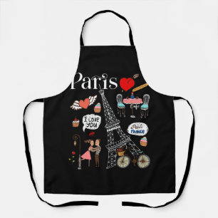 Paris Cafe Souvernir Fantasy Country Eiffel Tower Apron
