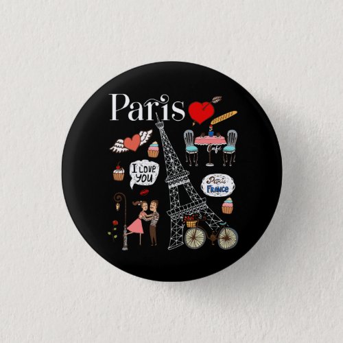 Paris Cafe Souvernir Fantasy Country Eiffel Tower  Button