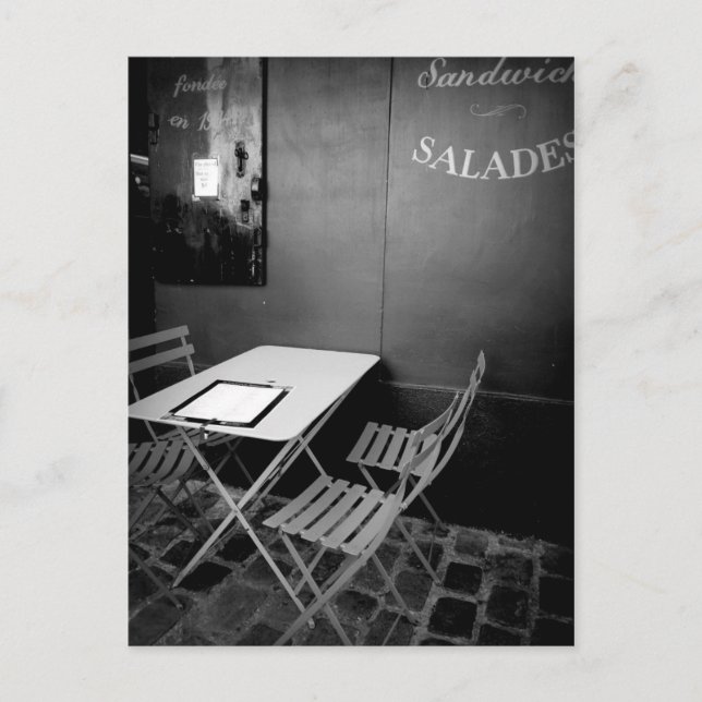Paris cafe table and chairs postcard (Front)