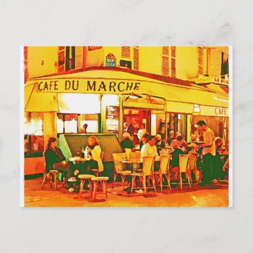 Paris Cafe Water Color Postcard