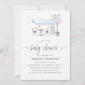 Paris Cafe Watercolor Baby Shower Invitation (Front)