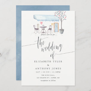 Paris Cafe Watercolor Wedding Invitation