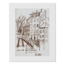 Paris Canal St Martin Sketch Canvas Print