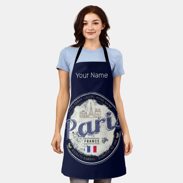Paris Capital France Eiffel Tower Vintage Souvenir Apron (Worn)