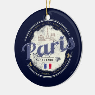 Paris Capital France Eiffel Tower Vintage Souvenir Ceramic Ornament