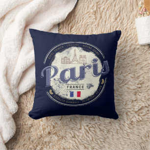 Paris Capital France Eiffel Tower Vintage Souvenir Throw Pillow