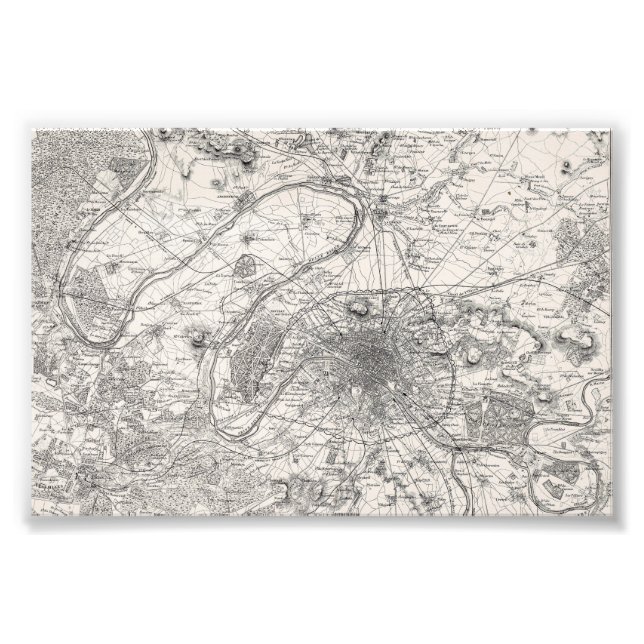 Paris capital of France map Photo Print (Front)