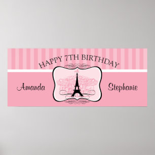Paris Carousel 7th Birthday Banner Poster