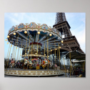 Paris Carousel (& Eiffel Tower) Poster