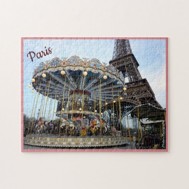 Paris Carousel (& Eiffel Tower) with text Jigsaw Puzzle (Horizontal)