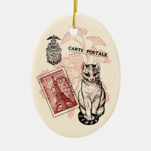 Paris Cat Ceramic Ornament