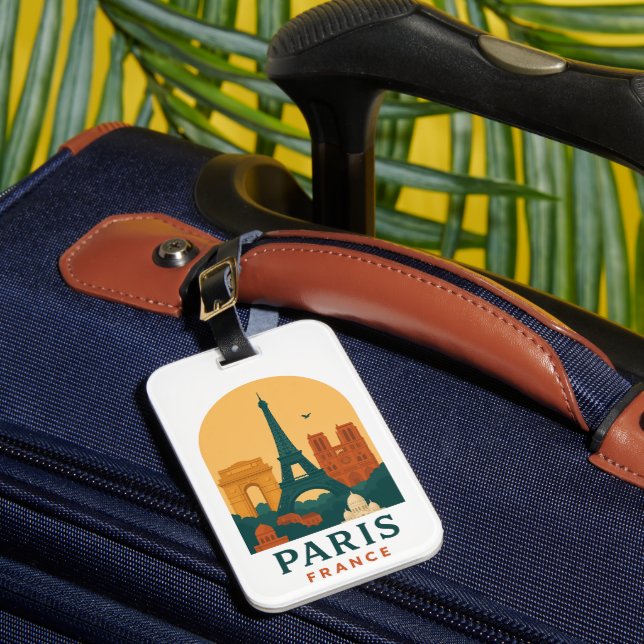 Paris Cathedral Bag Tag - Vintage Notre Dame  (Front Insitu 1)