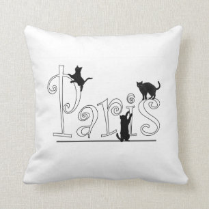 Paris Cats Throw Pillow