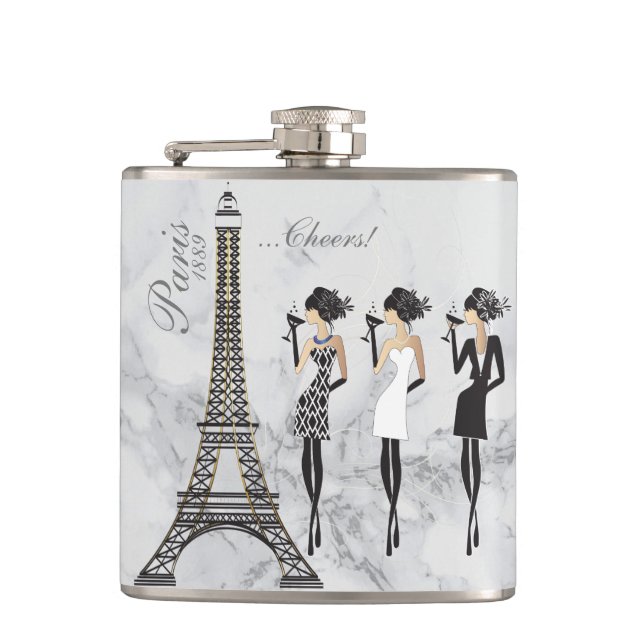 Paris Celebration Flask on Gray Marble (Front)