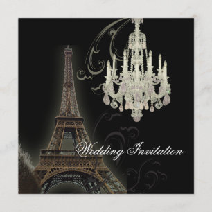 Paris Chandelier Effiel Tower Wedding Invitation