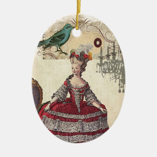 Paris Chandelier french queen  Marie Antoinette Ceramic Ornament (Front)