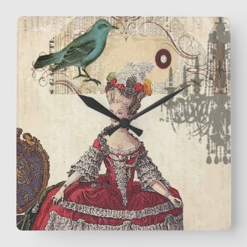 Paris Chandelier French Queen  Marie Antoinette Square Wall Clock by IAmTrending at Zazzle