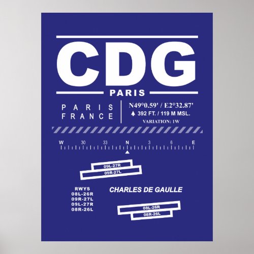 Paris Charles De Gaulle Airport CDG  Poster