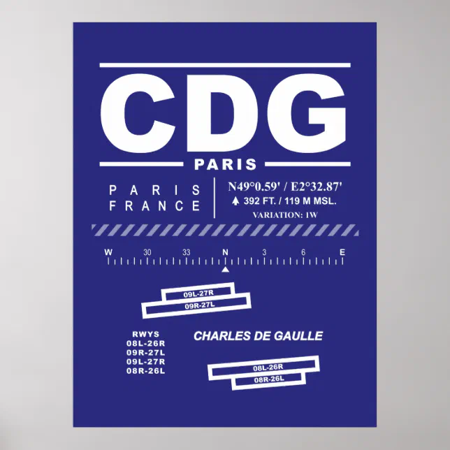 Paris Charles De Gaulle Airport CDG Poster Zazzle