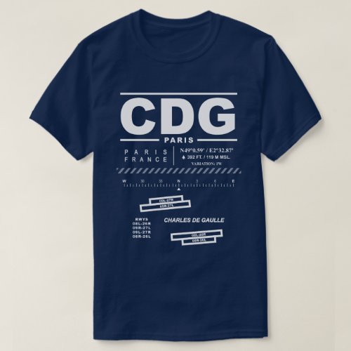 Paris Charles De Gaulle Airport CDG Tee Shirt