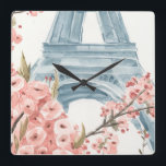 Paris Cherry Blossoms Square Wall Clock<br><div class="desc">Paris Cherry Blossoms by Annie Warren</div>