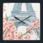 Paris Cherry Blossoms Square Wall Clock<br><div class="desc">Paris Cherry Blossoms by Annie Warren</div>