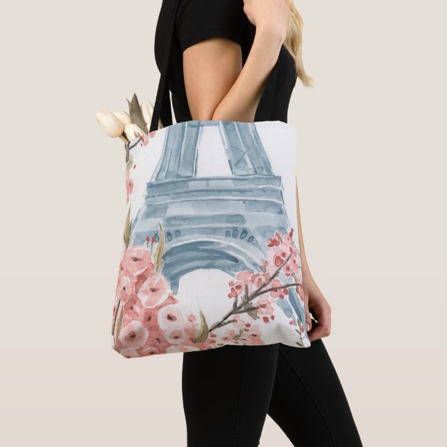 Paris Cherry Blossoms Tote Bag (Close Up)
