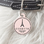 Paris Chic | Eiffel Tower Pet Tag<br><div class="desc">Ooh la la! For a tres chic cat or dog,  choose this adorable pet tag in blush pink and black,  featuring a hand drawn Eiffel tower silhouette illustration. Personalize with your pet's name on the front and contact information on the back.</div>