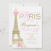 Paris Chic Elegant Pink & Gold Party Invitations (Front)
