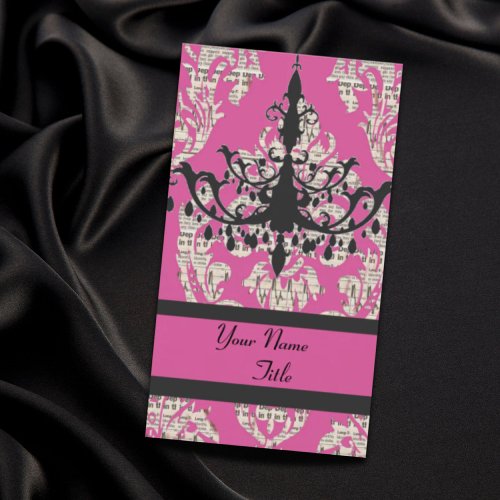 Chic Damask chandelier fashion  Business Card
