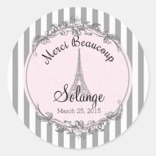 Paris Chic round personalized thank you circle Classic Round Sticker