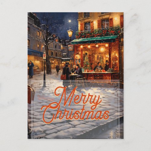 Paris Christmas Art Postcard