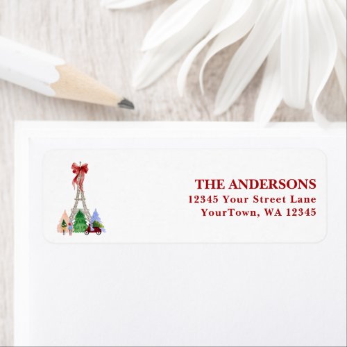 Paris Christmas Eiffel Tower France Return Label