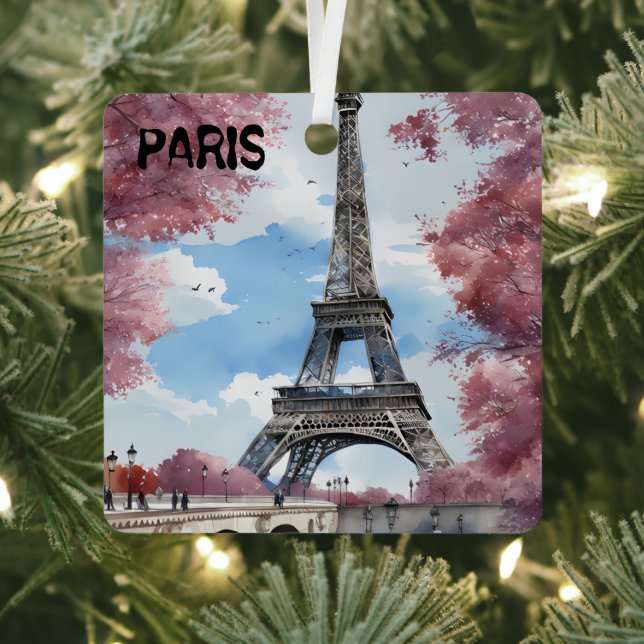 Paris christmas travel metal ornament (Insitu)