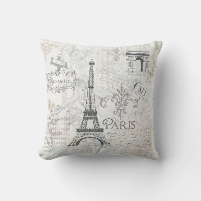 Paris city collage design Pillow (Front)