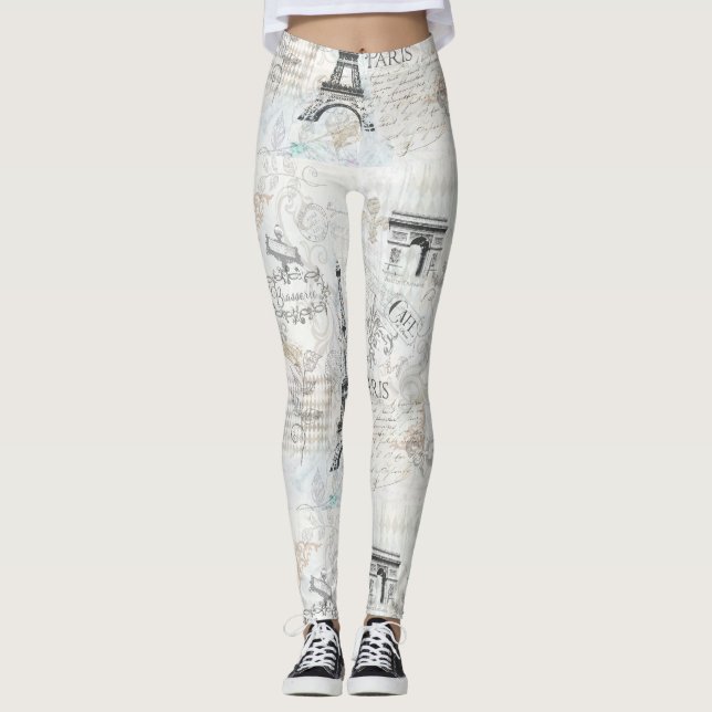 Paris city collage print leggings (Front)