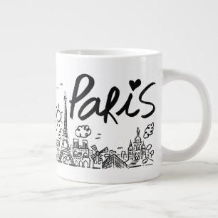 Paris City Doodle Giant Coffee Mug