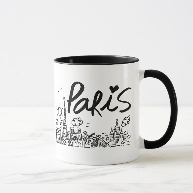 Paris City Doodle Mug (Right)