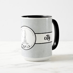 Paris City Elegant linen Ringer 15oz Mug