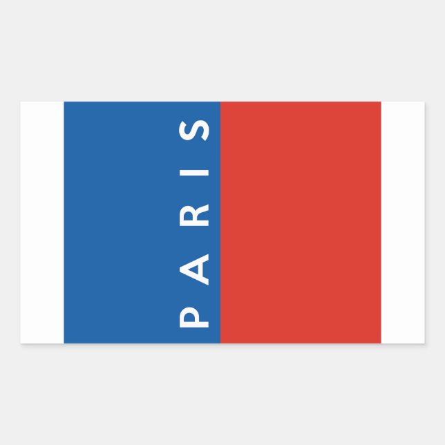 paris city flag france country text name rectangular sticker (Front)