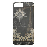 Paris City Of Love Eiffel Tower Chalkboard Floral Iphone 8 Plus/7 Plus Case at Zazzle
