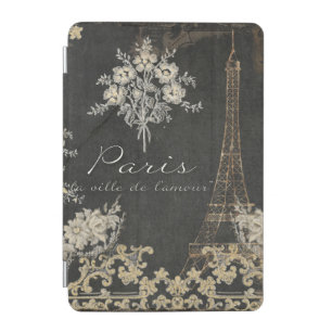Paris City of Love Eiffel Tower Chalkboard Floral iPad Mini Cover