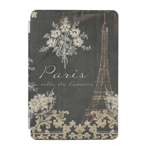 Paris City of Love Eiffel Tower Chalkboard Floral iPad Mini Cover