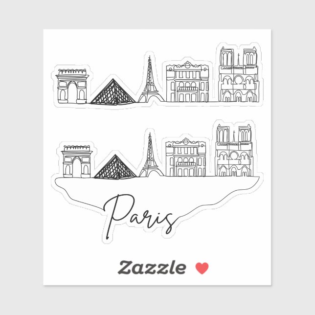 Paris City Skyline Sticker (Sheet)