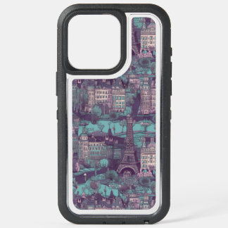 Paris Cityscape in aqua vintage design iPhone 15 Pro Max Case