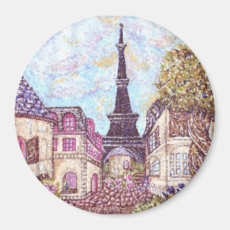 Paris Cityscape pointillism magnet Kristie Hubler